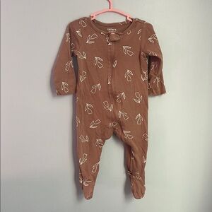 Carter's Brown Baby Onesie with White Leaf Pattern